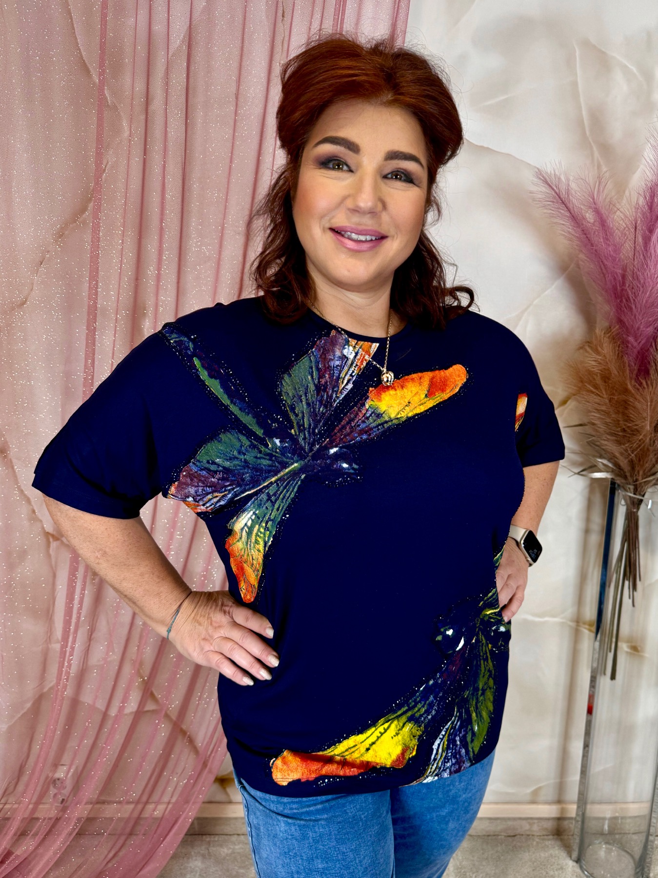 Szitakötős kék pamut felső - Image 3