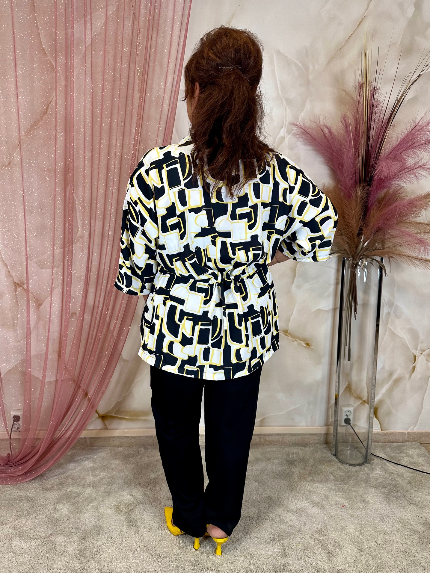 Csinos selyem hatású szett - sárga - Image 4