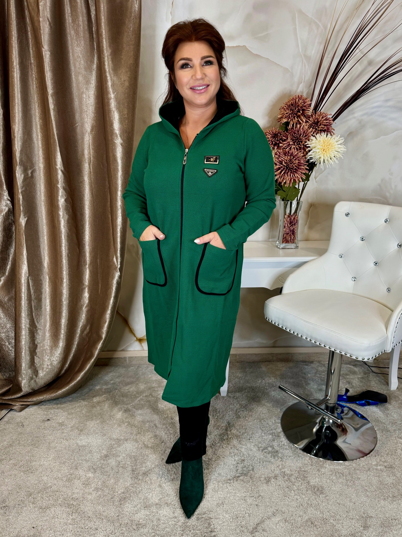 Zöld átmeneti pamut kabát - Image 4