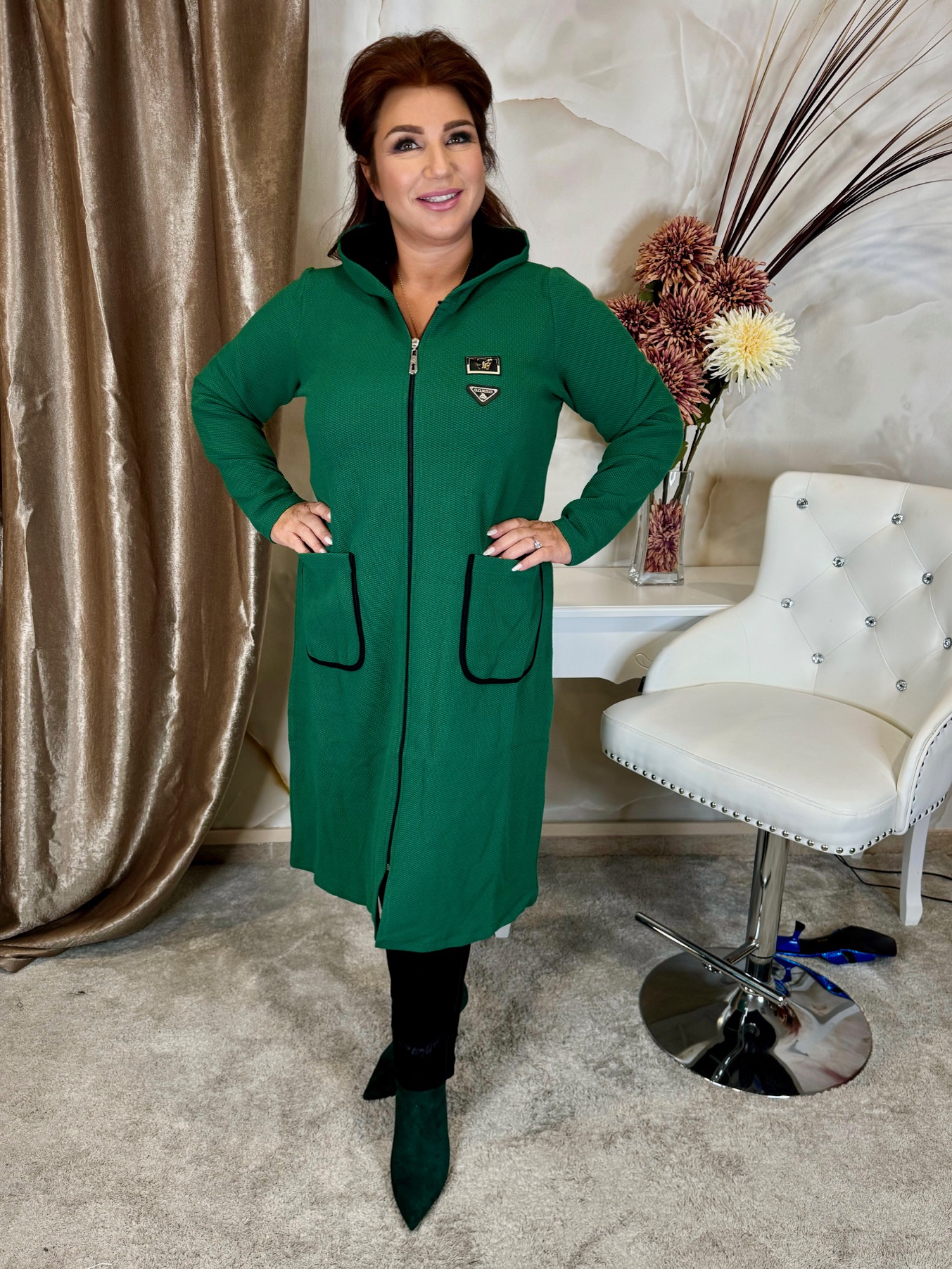 Zöld átmeneti pamut kabát