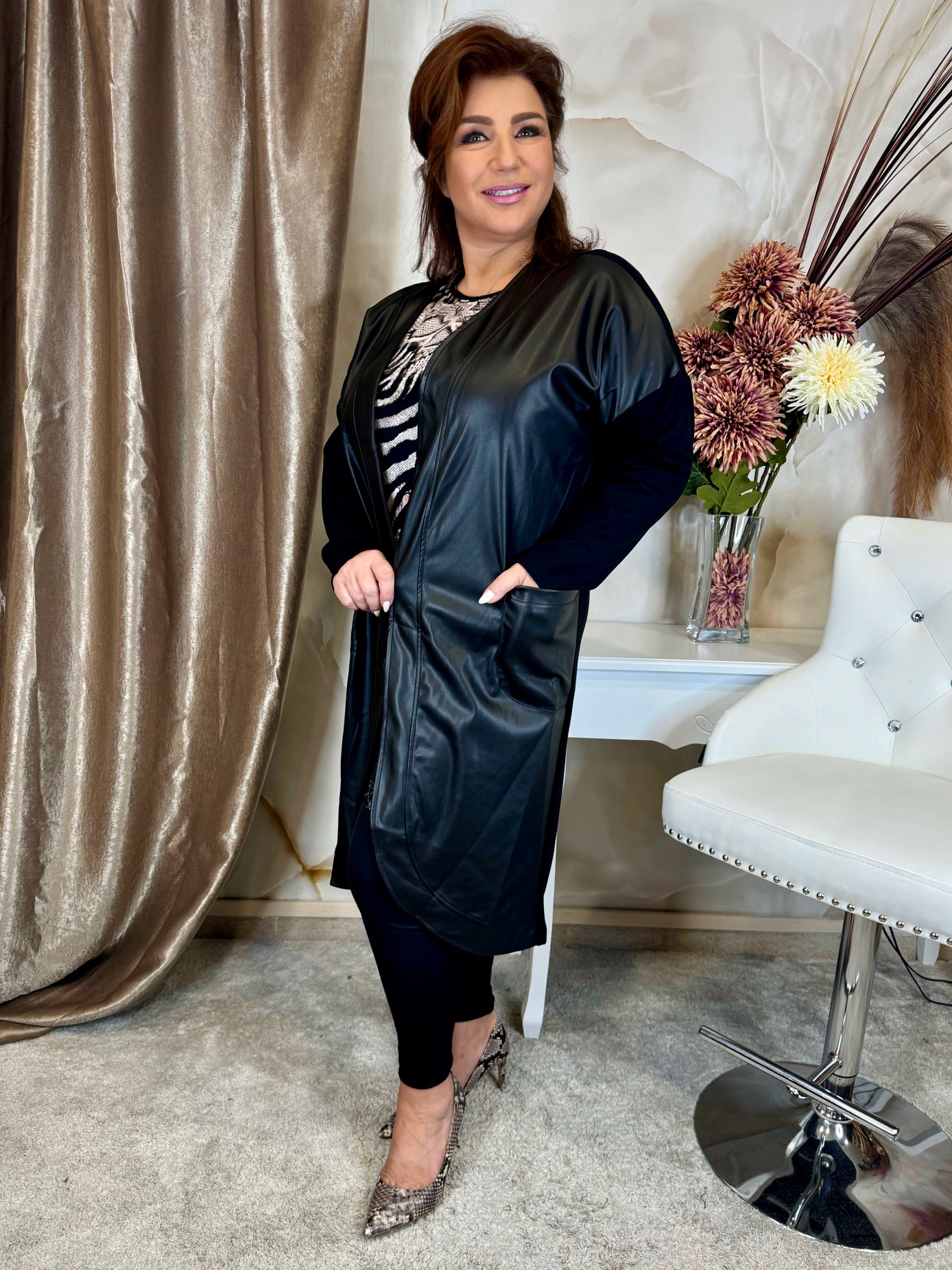 Pamut-textilbőr kiskabát - hosszú - Image 2