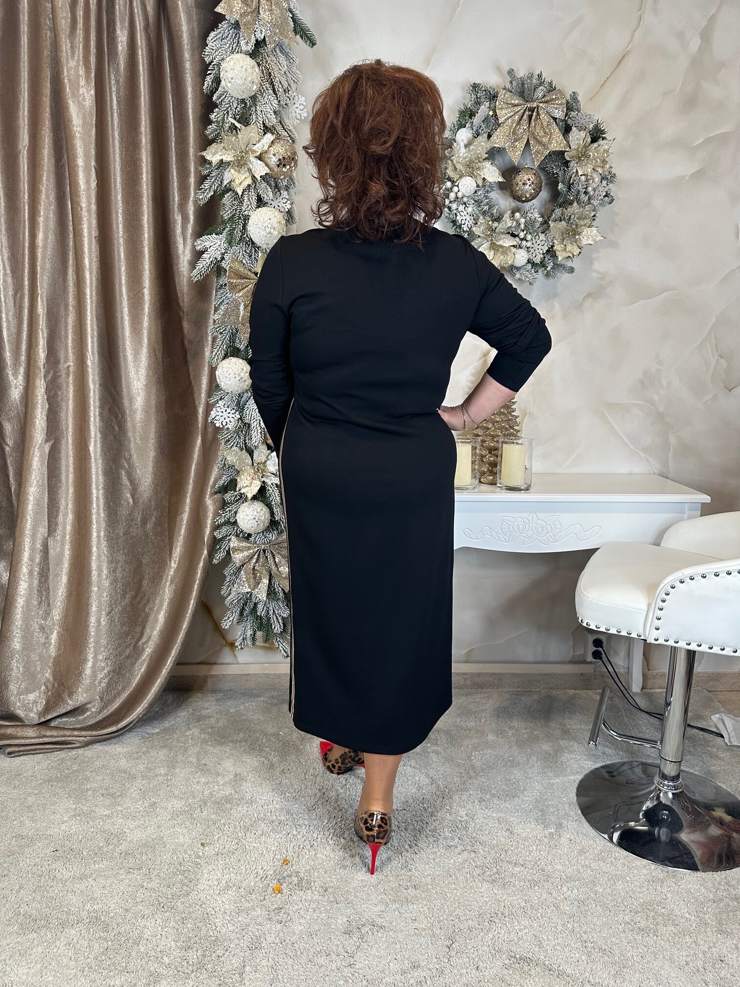 Modern, tüllbetétes, elasztikus alkalmi ruha - Image 4