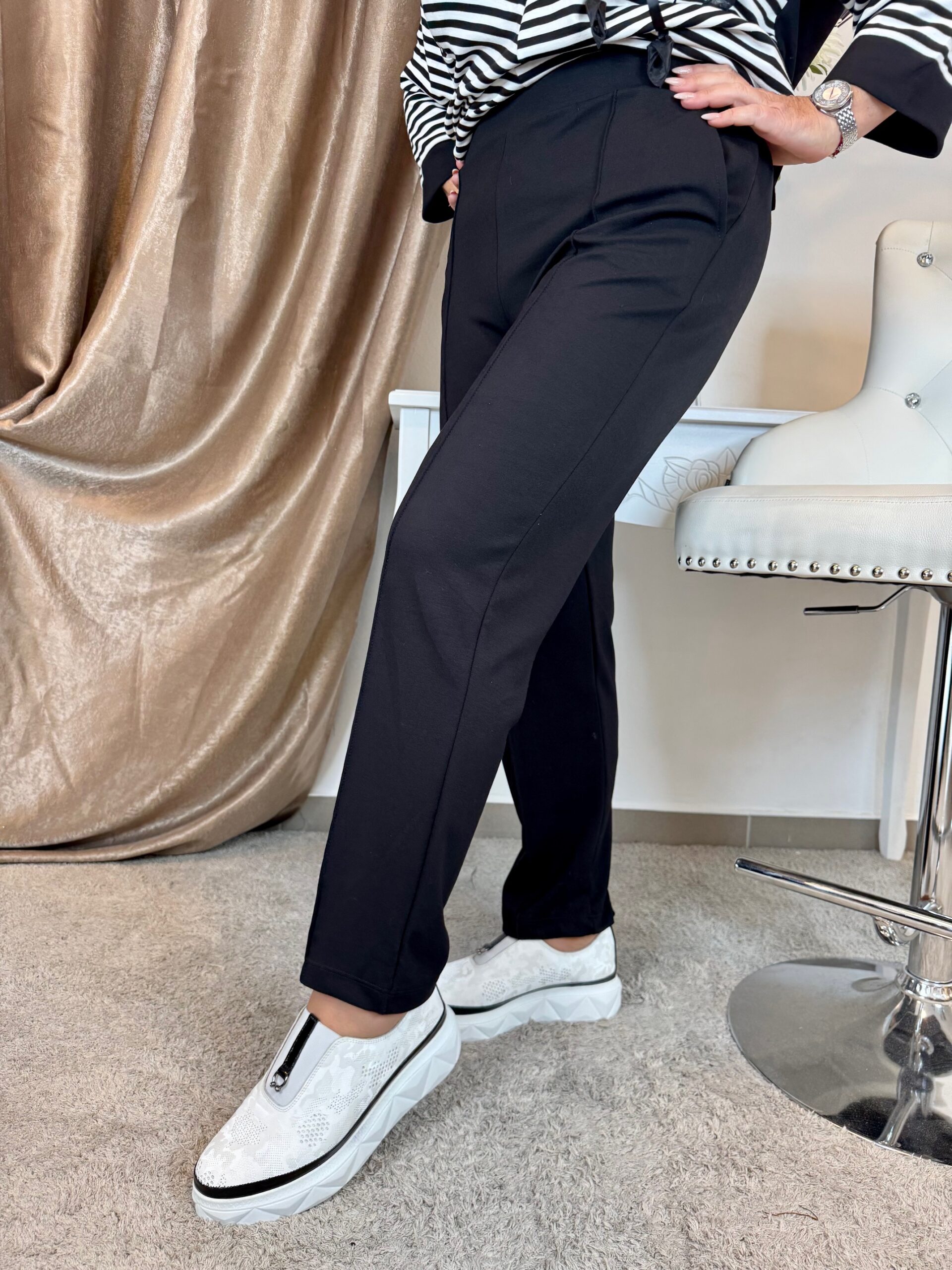 Csinos szett csíkos galléros felsővel, tüll virággal - Image 6