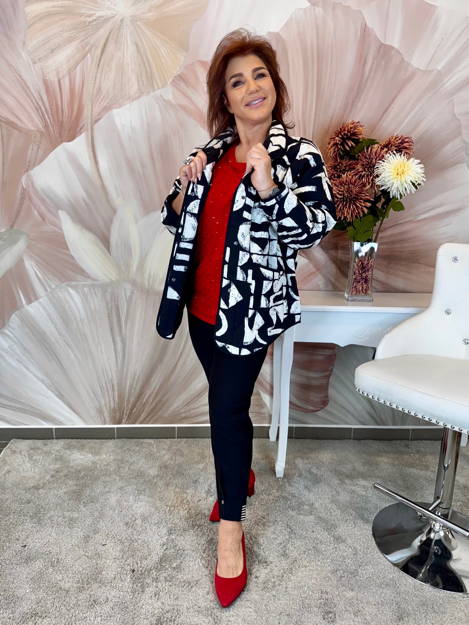 Fekete fehér pamutvászon átmeneti dzseki - Image 5