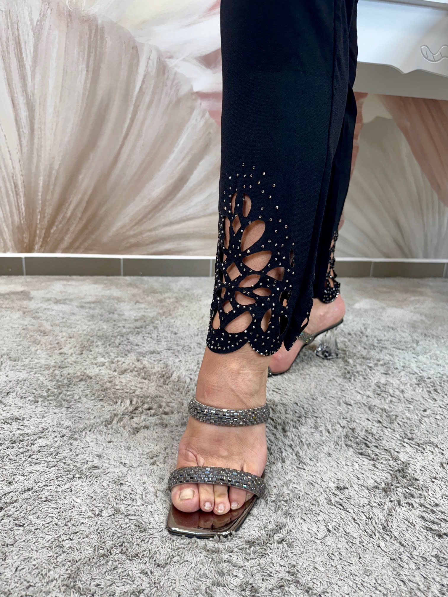 Csinos fekete alkalmi szett ezüst kristályokkal - Image 5