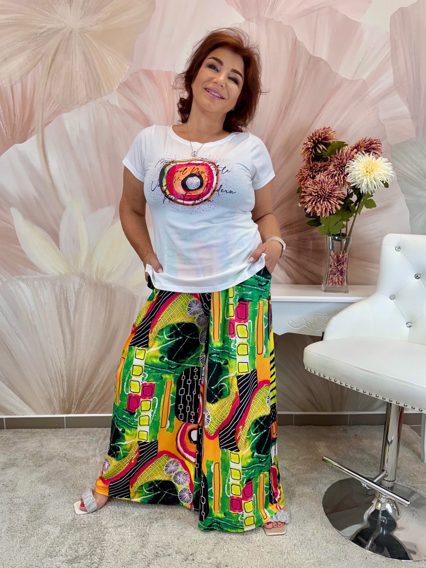 Csinos nyári szett lenge nadrággal - narancs - Image 3