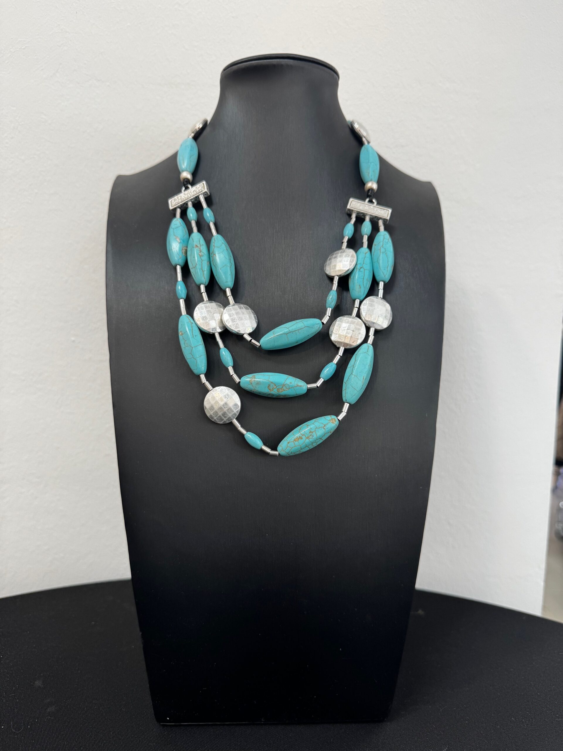 Több soros türkiz-ezüst lánc