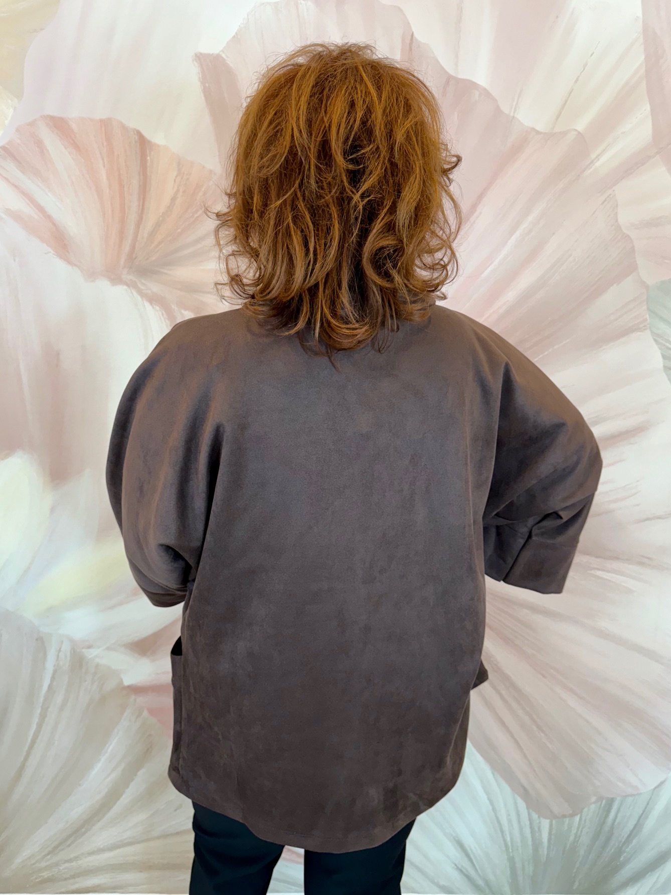 Csokibarna hasított bőr kiskabát - Image 6