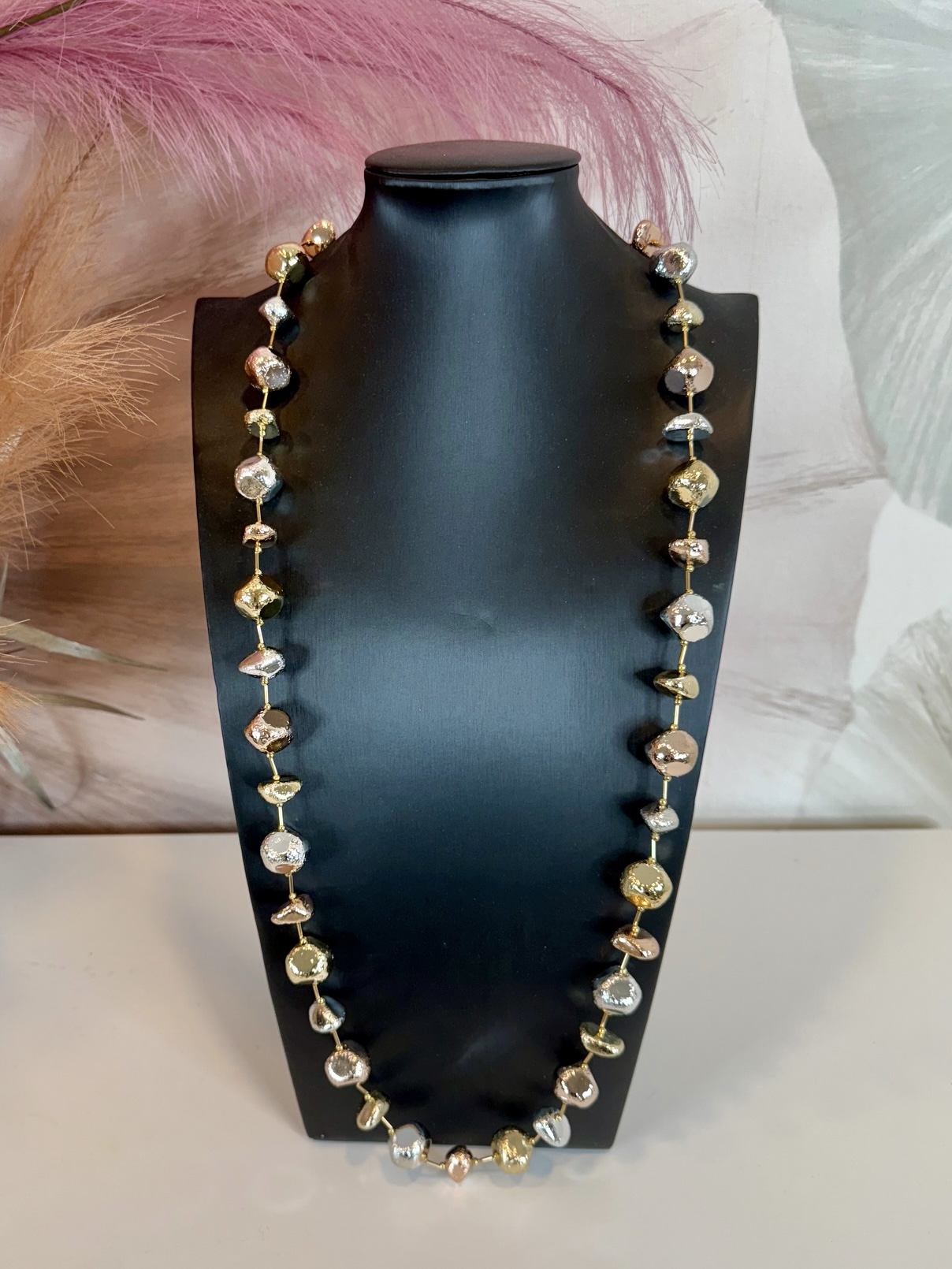 Ezüst-arany-rosegond hosszú lánc