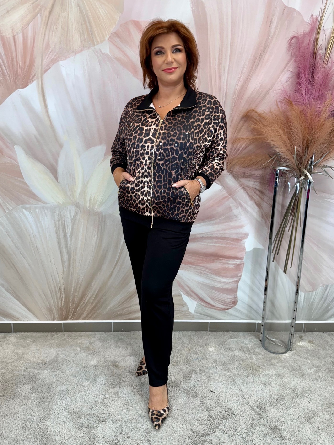 Ocelotmintás szett strasszokkal