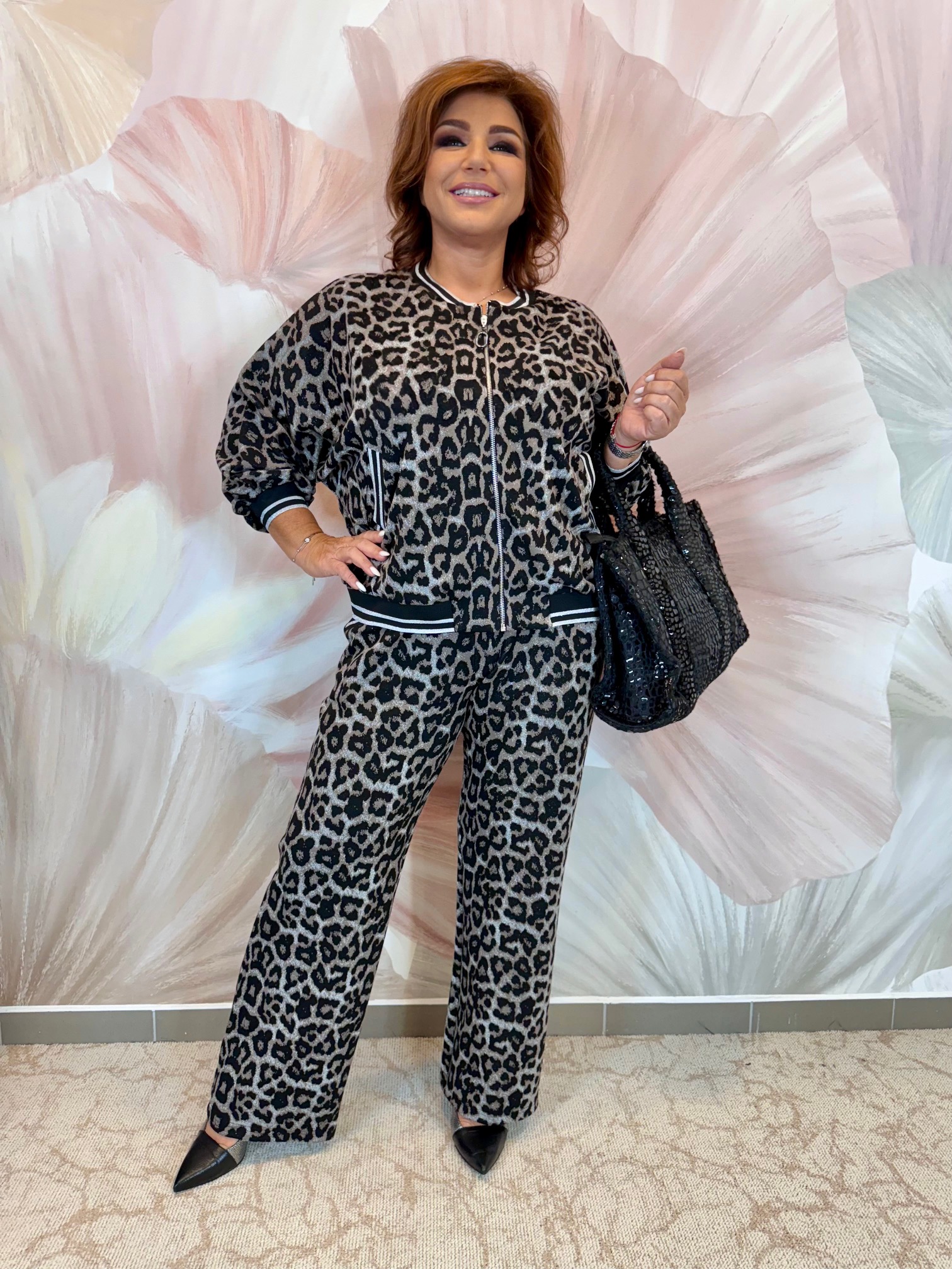 Prémium ocelotmintás, lurex szálas szett