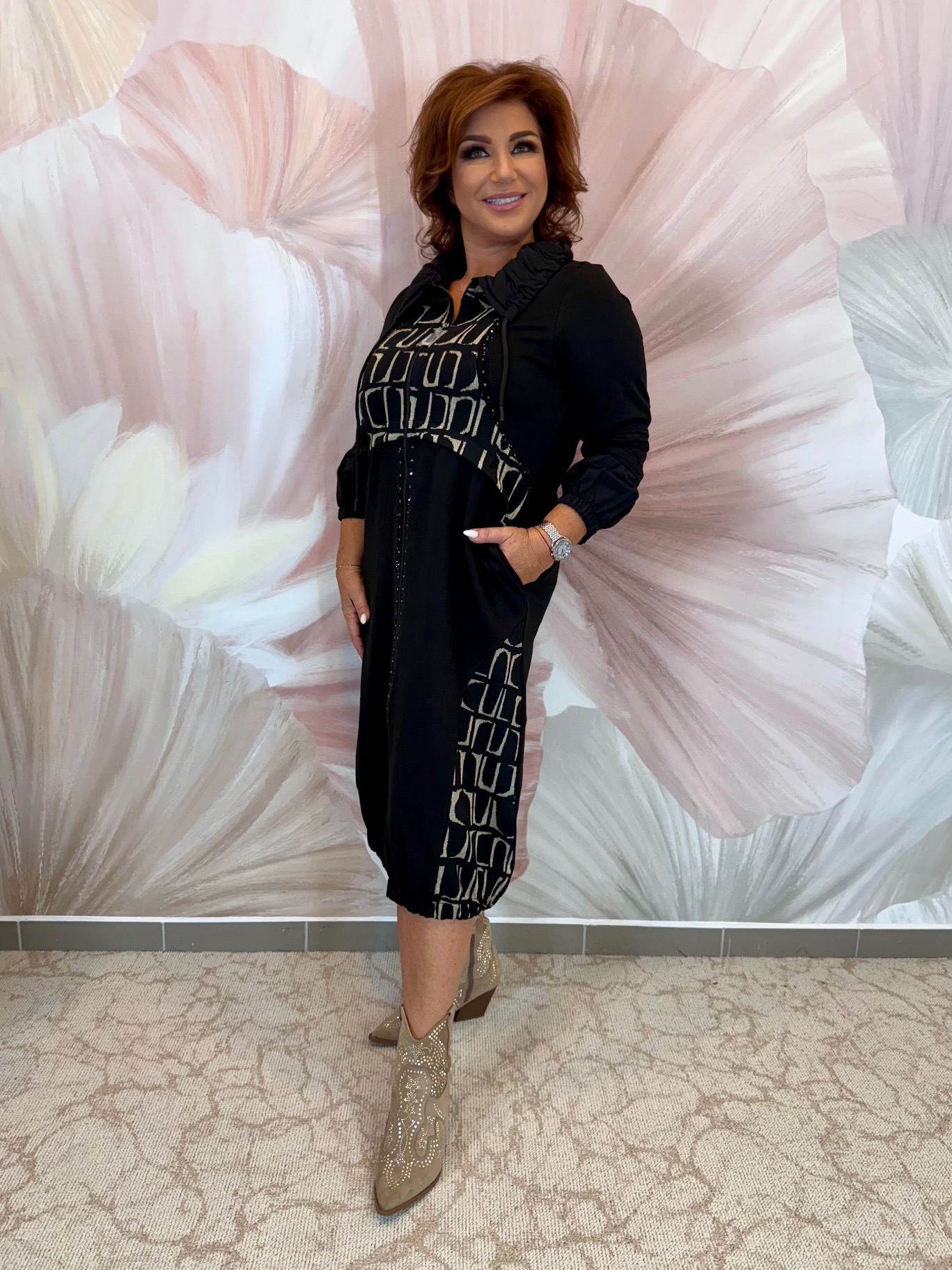 Zippes galléros pamut ruha arany lurexszálakkal - Image 4