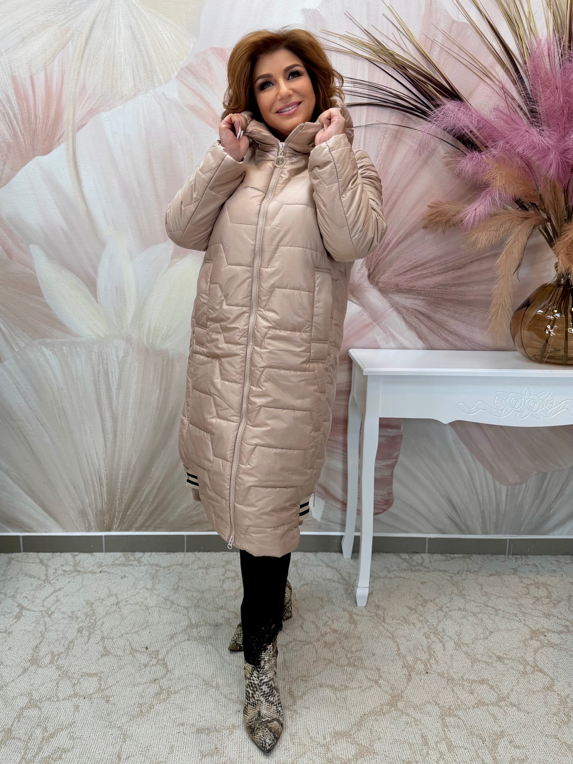 Hosszú bézs télikabát - Image 4