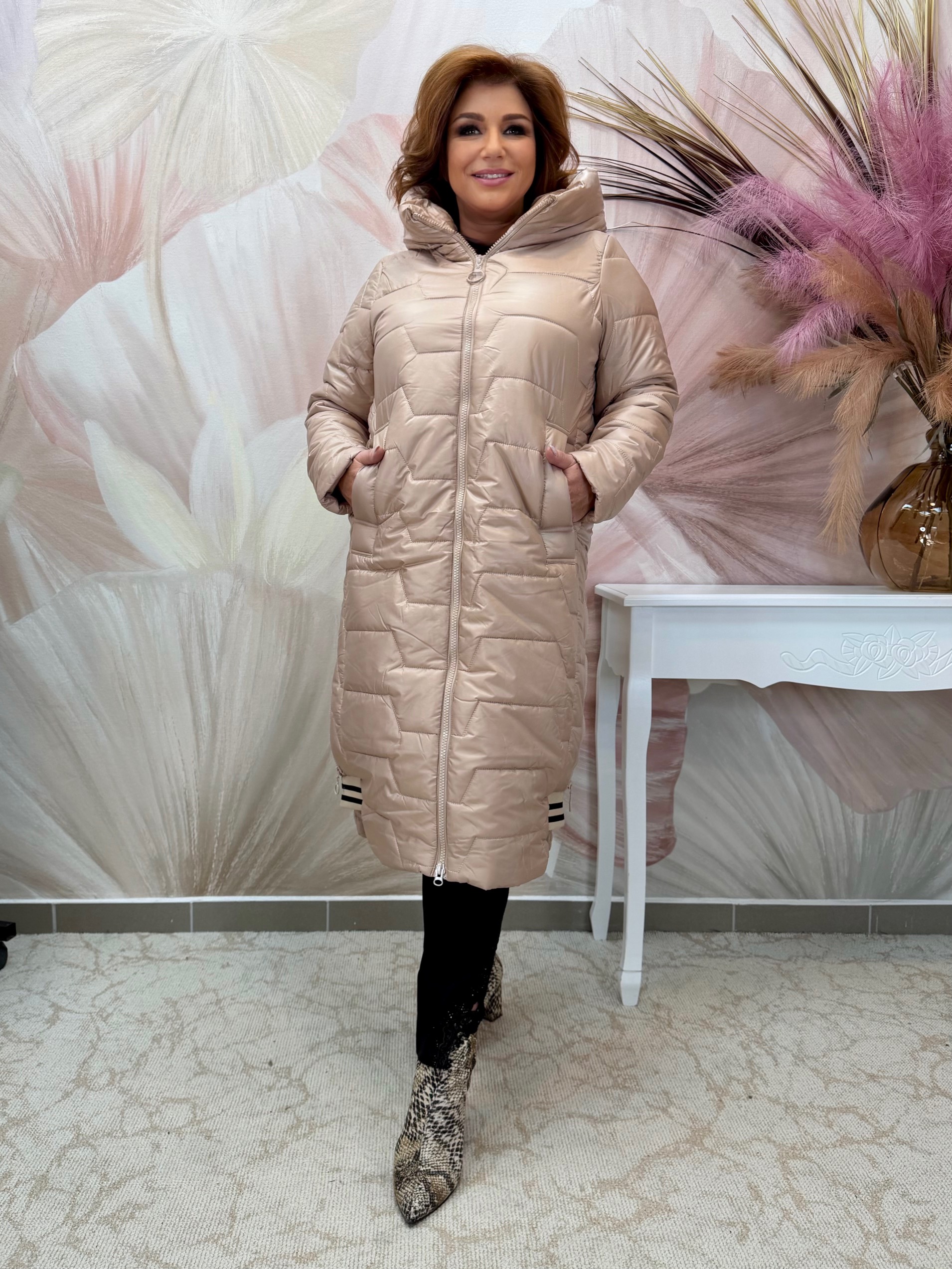 Hosszú bézs télikabát - Image 5